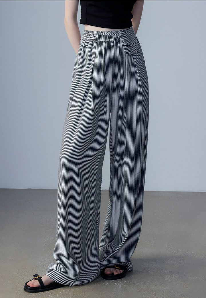 Women's High-Waisted Striped Wide Leg Pants