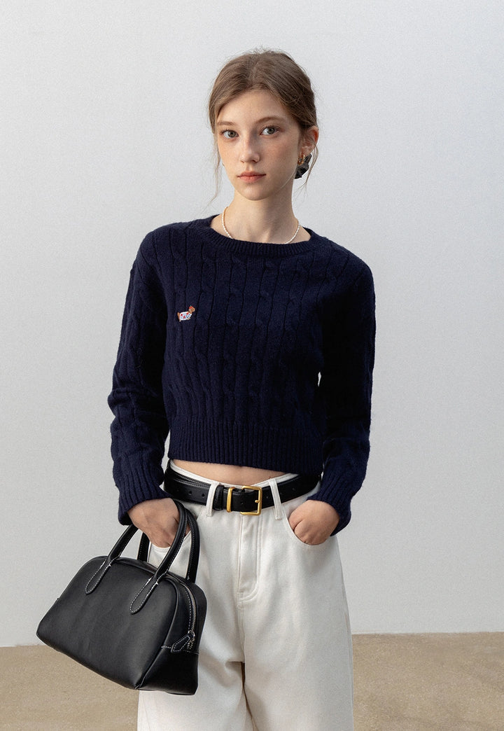 Cable Knit Cropped Sweater