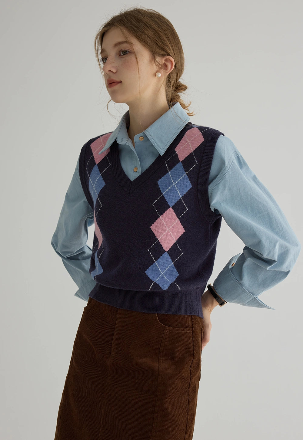 Women's Argyle Knit Sweater Vest