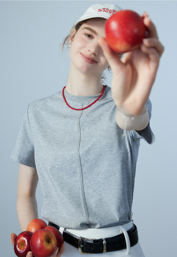 T-shirt à manches courtes avec coutures pour femmes