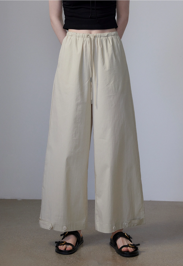 Pantalon à jambe large avec cordon de serrage pour femme