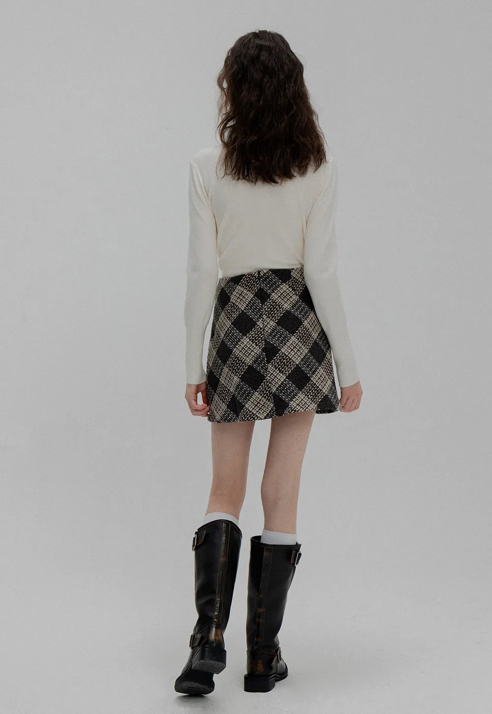 Women's Textured Checkered Mini Skirt