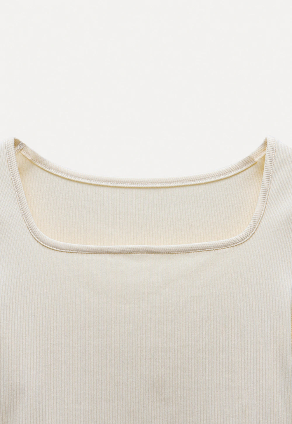 Square-Neck Ribbed Cropped T-Shirt