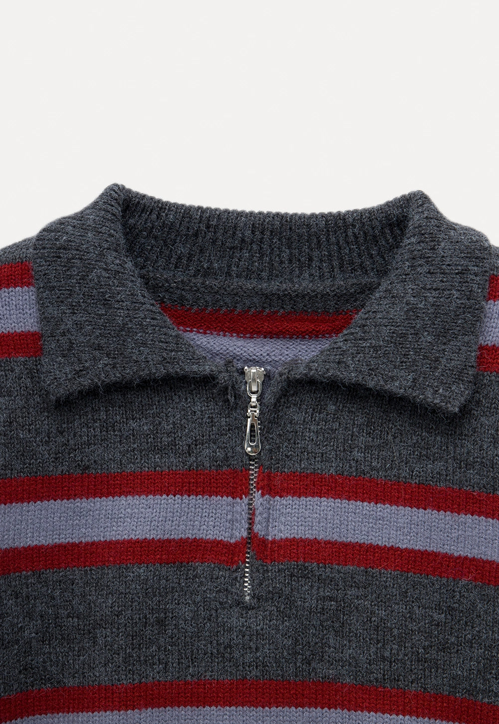 Women's Polo Collar Half-Zip Striped Sweater