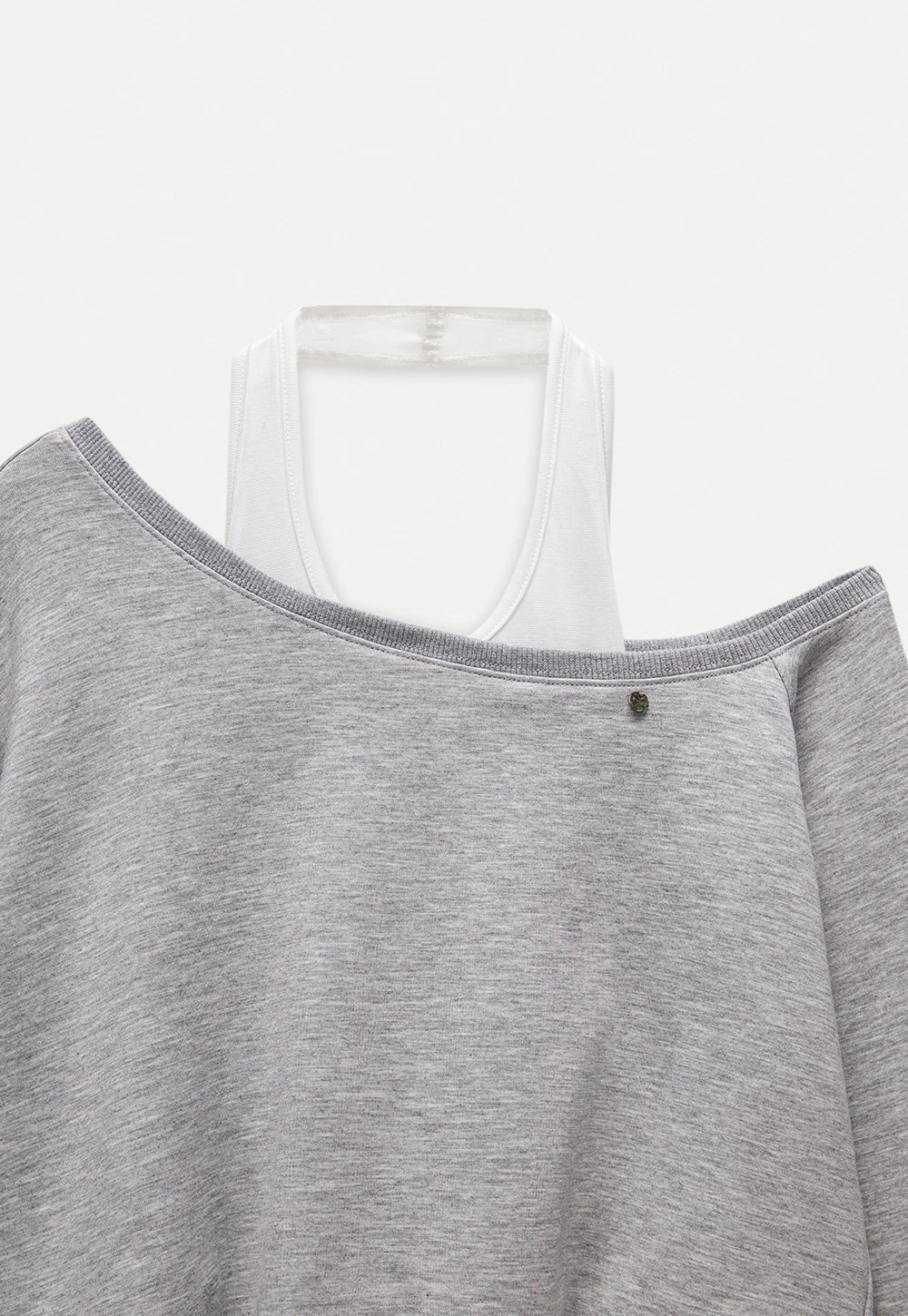 Off-Shoulder Sweatshirt with Built-in Tank Top