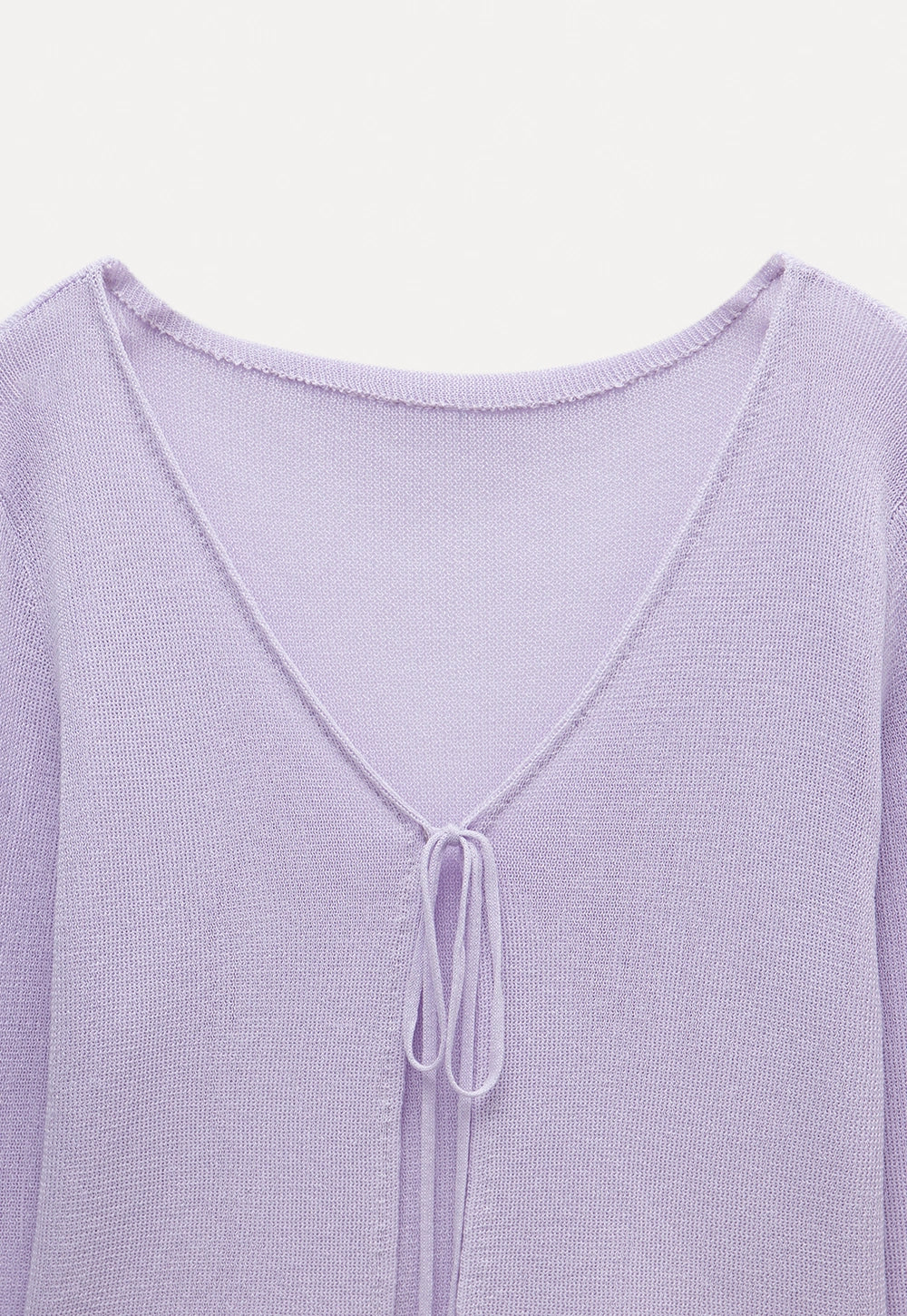 Lilac Tie-Front Knit Cardigan