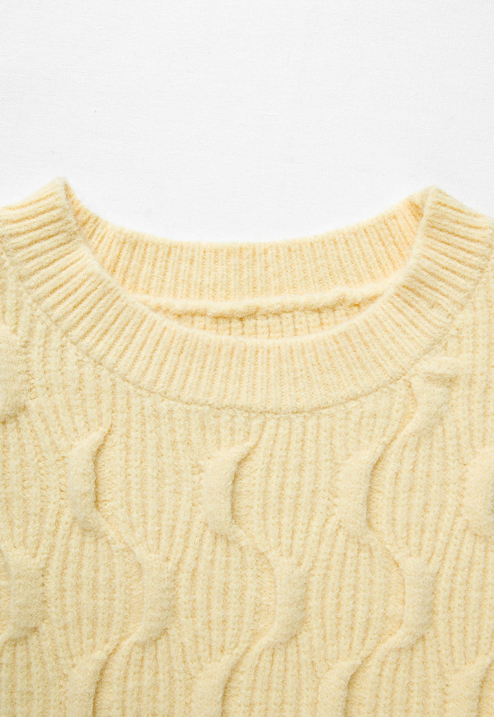 Women's Cable Knit Sweater with Drop Shoulders