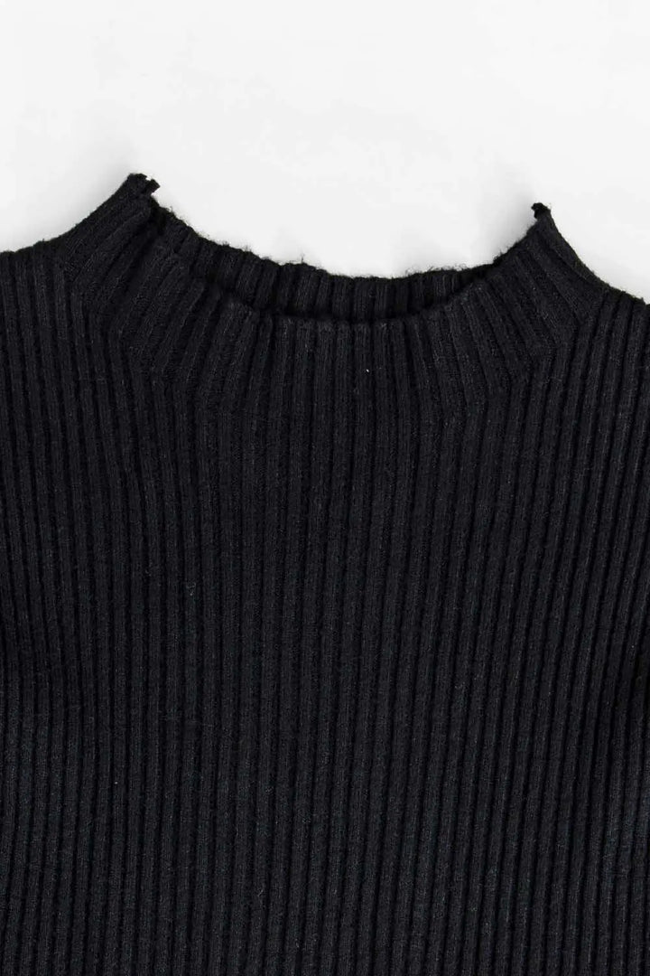 Sleeveless Ribbed Knit Mock Neck Top