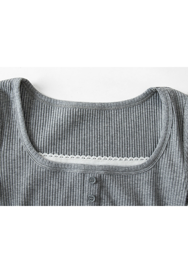 Women's Ribbed Button-Detail Midi Dress