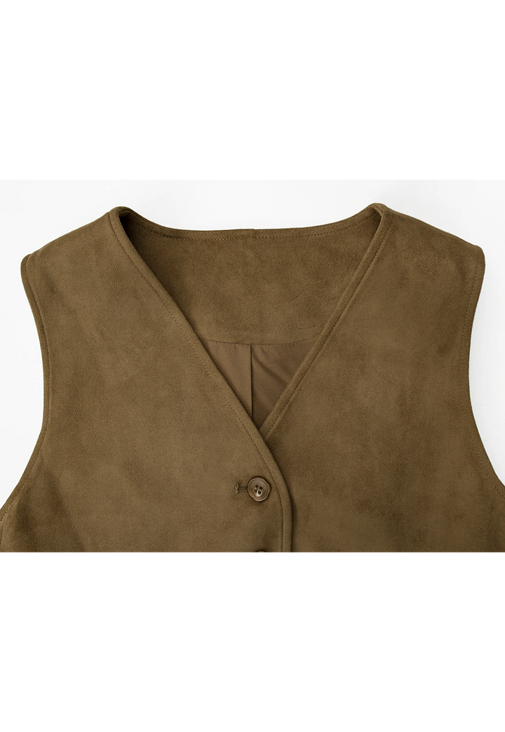 Women's Suede Button-Up Vest