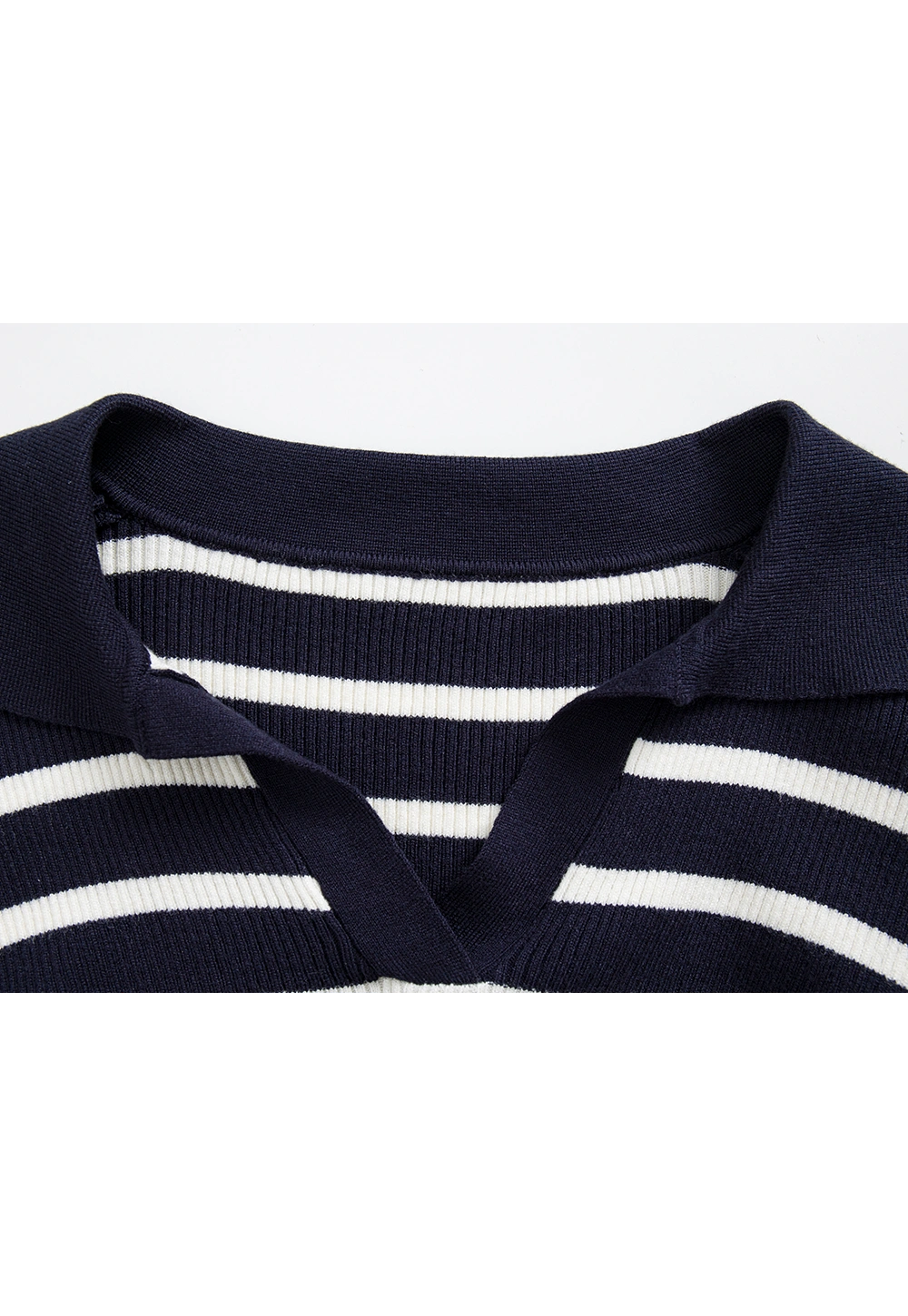 Women's Striped V-Neck Ribbed Knit Sweater