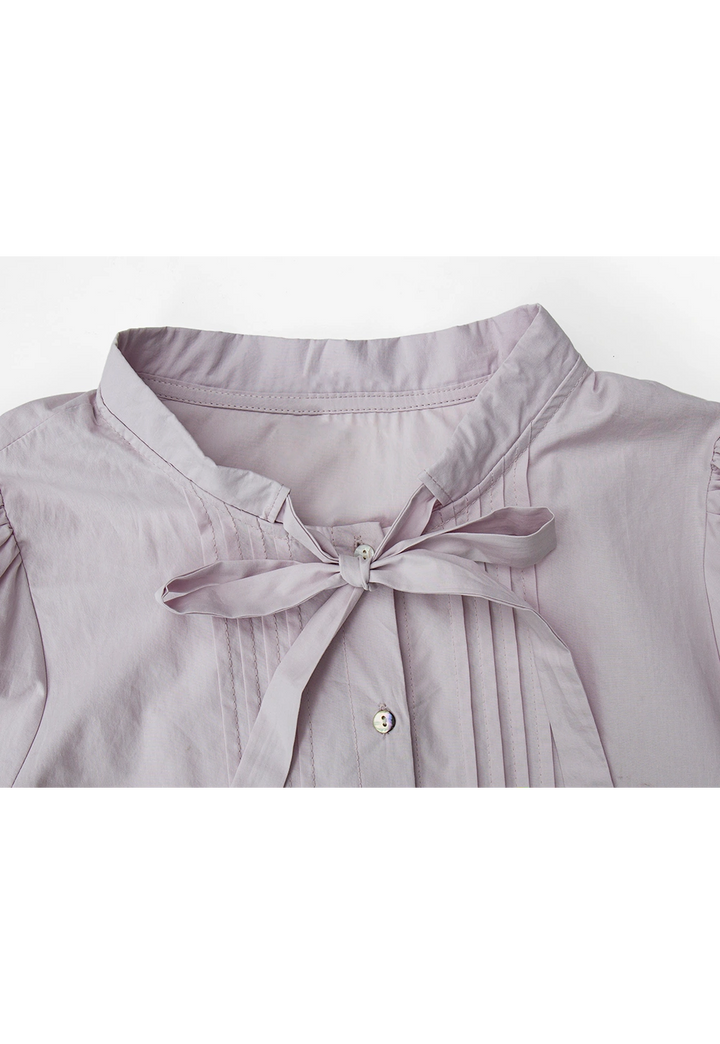 Women's Inspired Puff Sleeve Blouse with Bow Detail