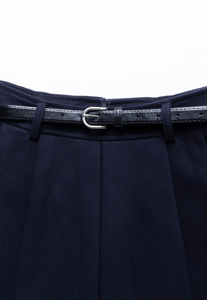 Women's Pleated Skirt with Belt