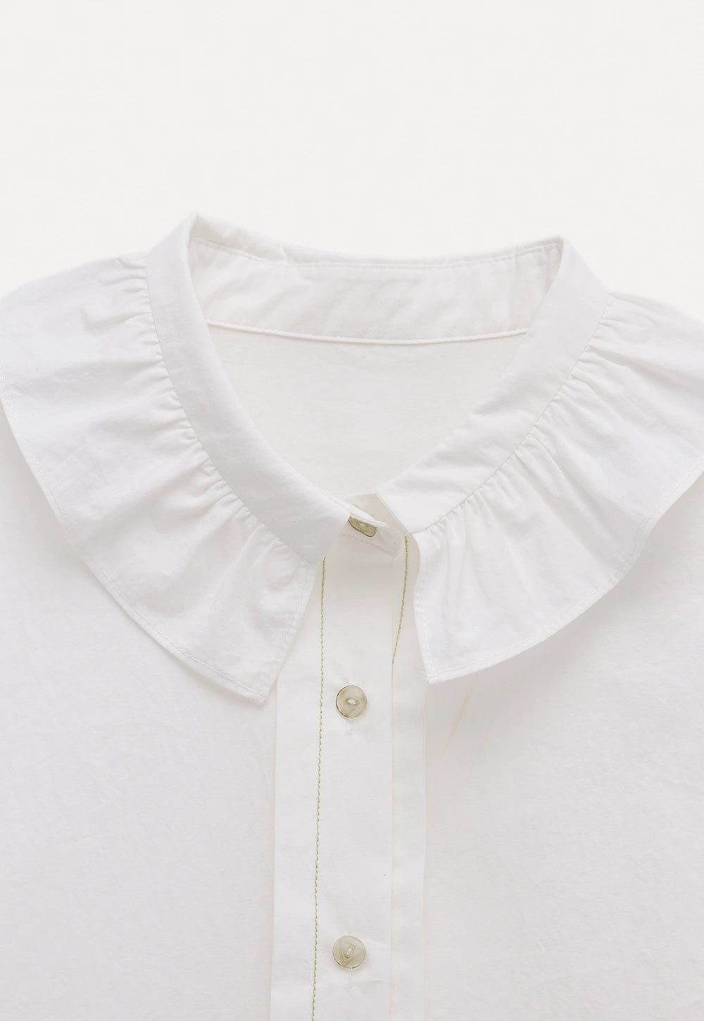 Feminine Ruffled Collar White Shirt