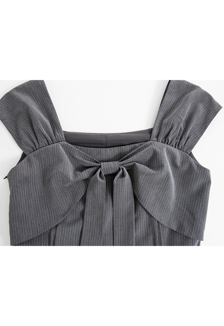 Women's Grey Dress with Bow Detail