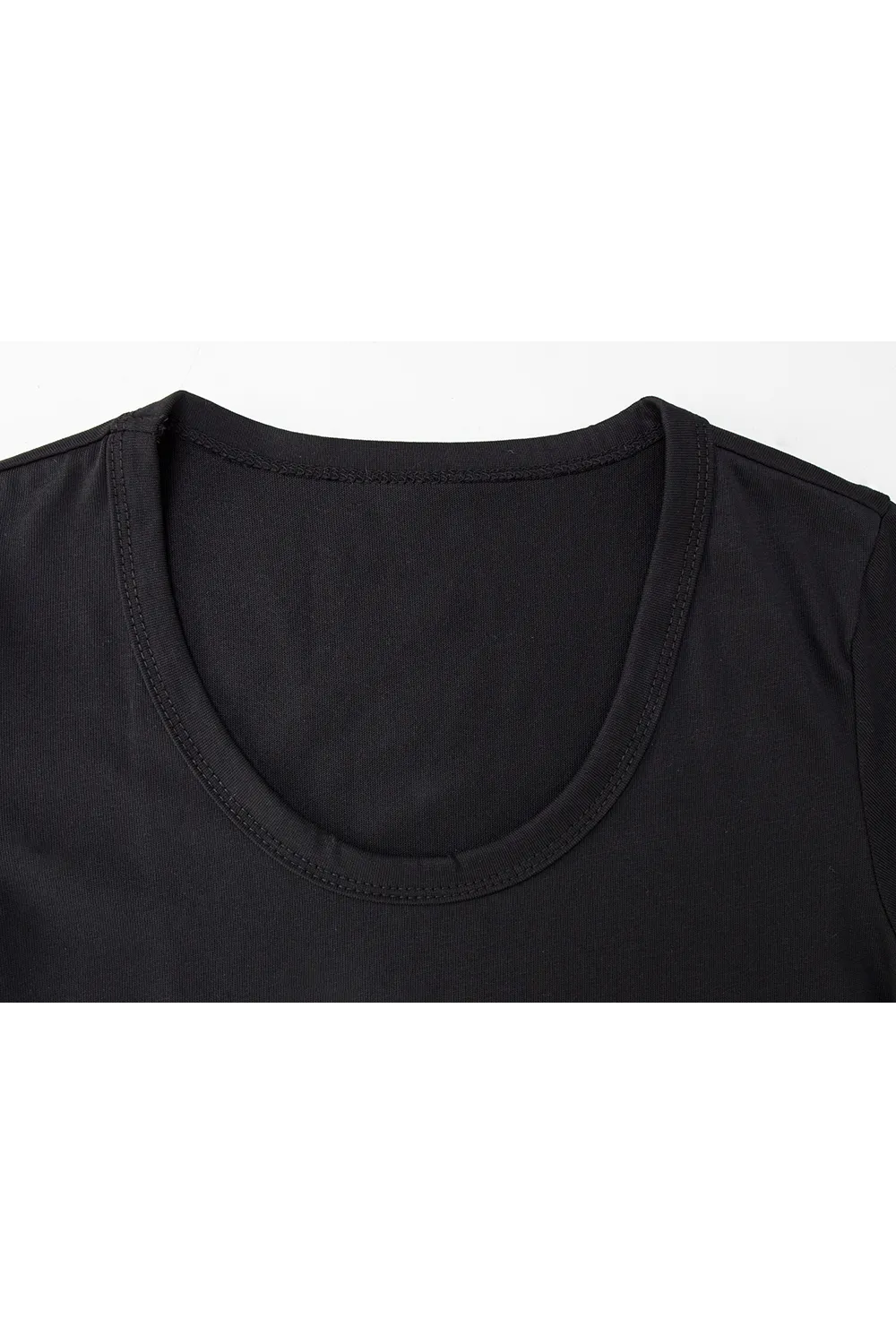 T-shirt à col rond en coton chiné pour femmes, essentiel décontracté à manches courtes