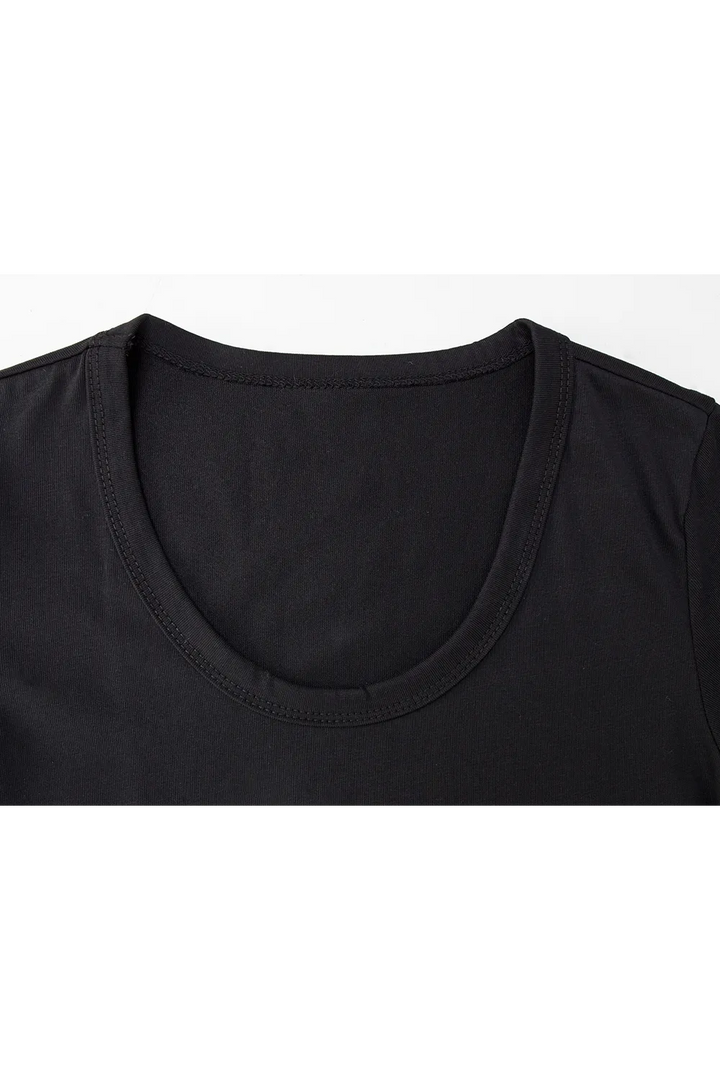 T-shirt à col rond en coton chiné pour femmes, essentiel décontracté à manches courtes