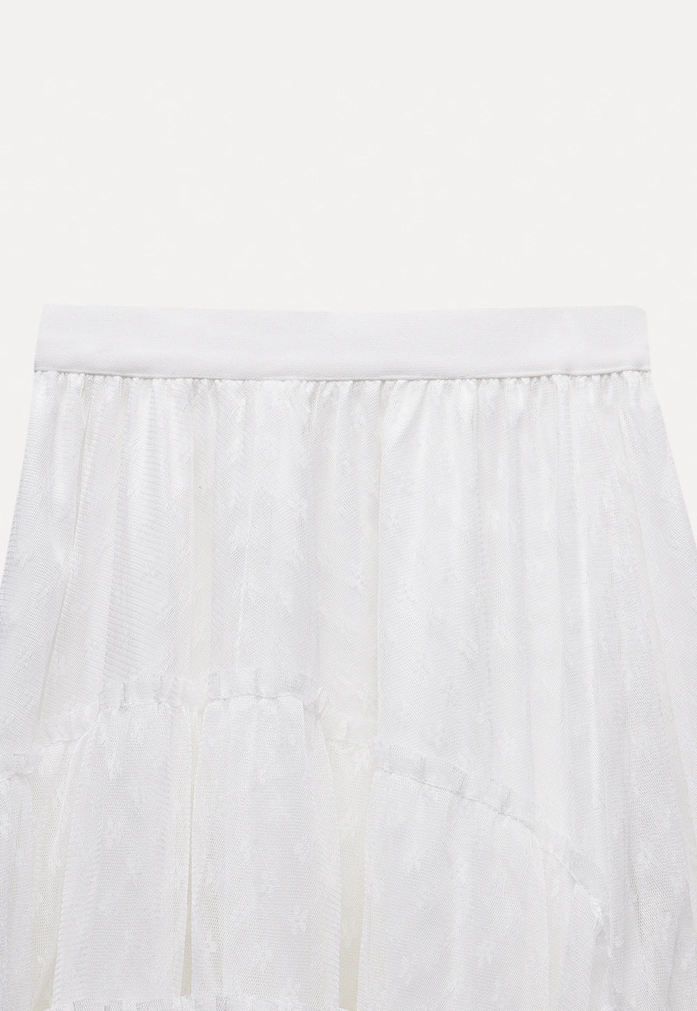 White Layered Ruffle Midi Skirt