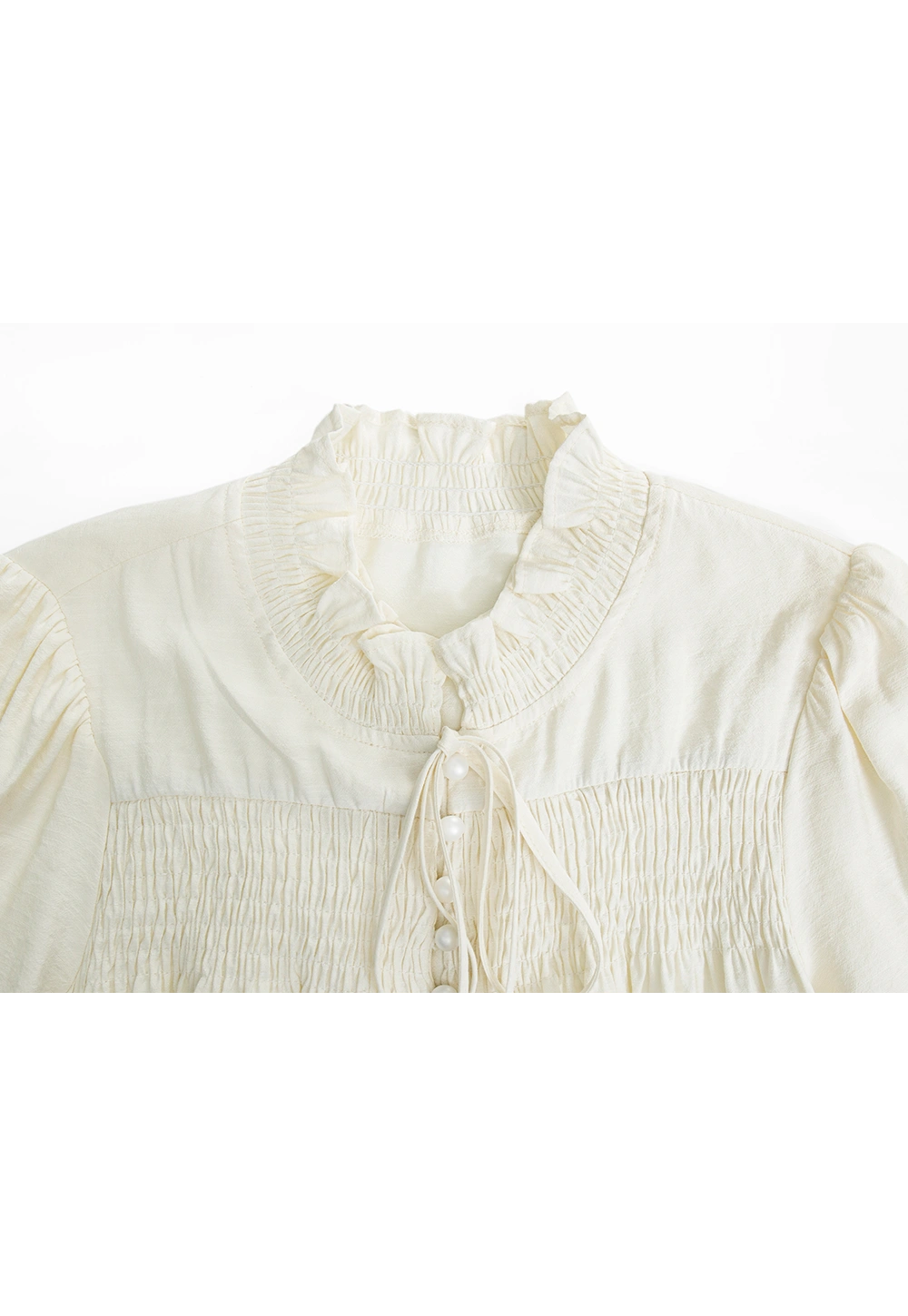 Women's Vintage-Inspired Ruffled High-Neck Blouse