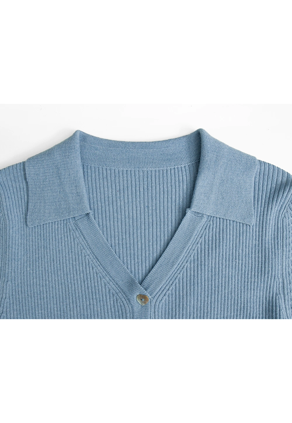 Ribbed Knit Button-Up Cardigan with Collar