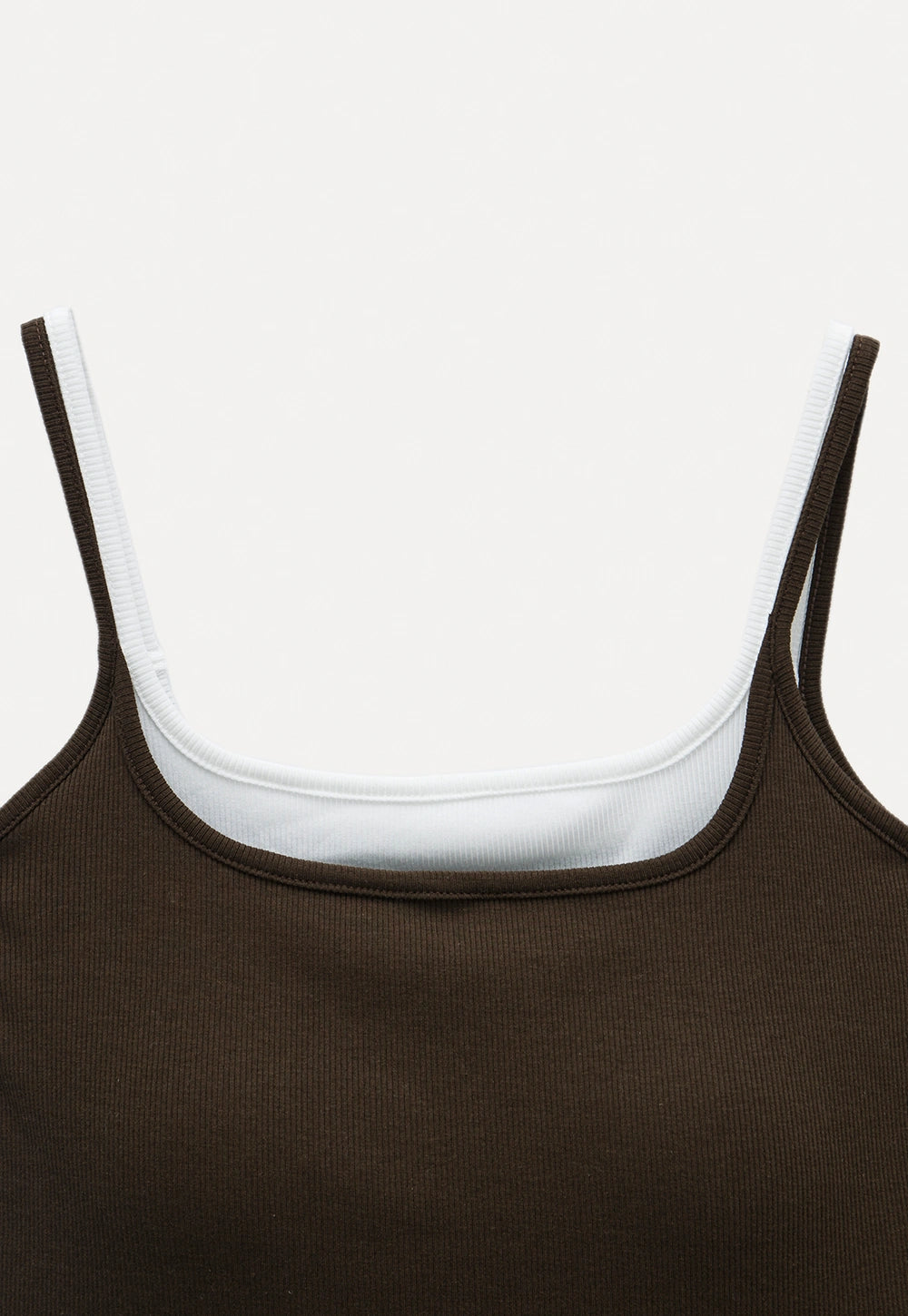 Layered Contrast Trim Ribbed Tank Top