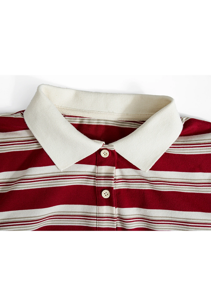 Women's Striped Polo Shirt with Contrast Collar