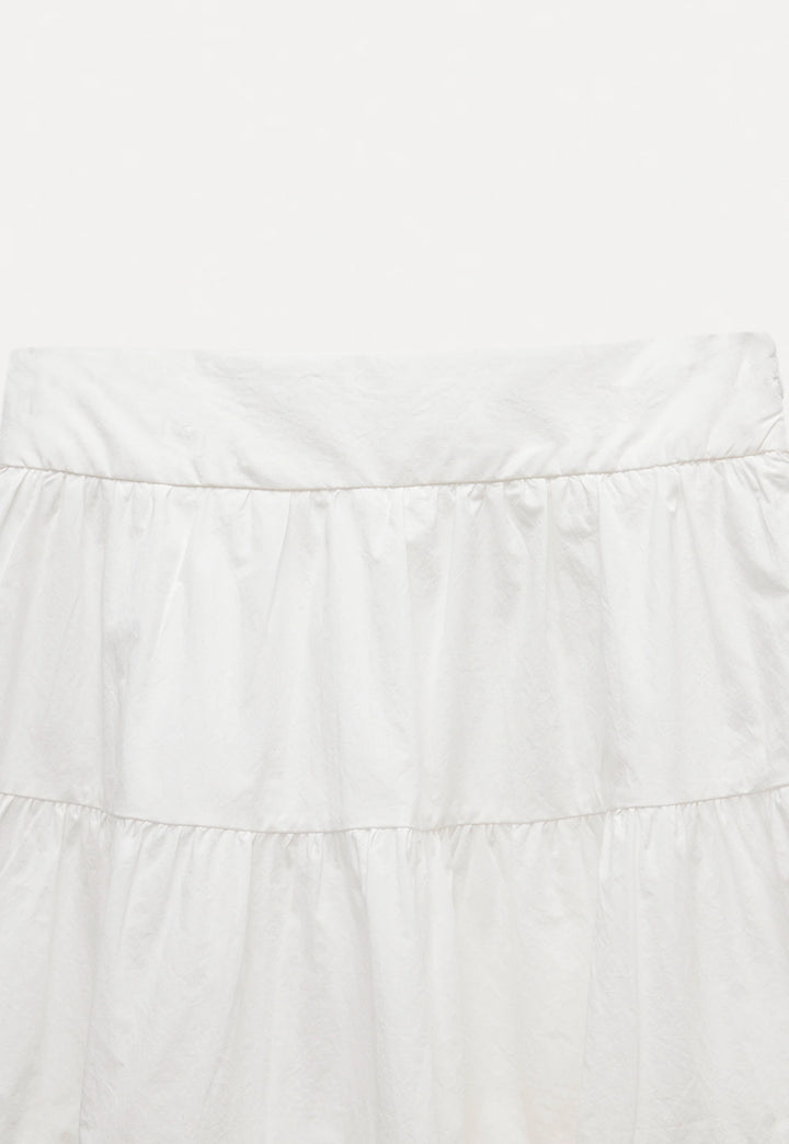 Charming White Tiered Pleated Skirt