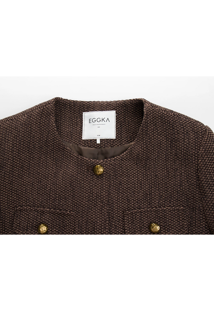 Women's Tweed Buttoned Utility Jacket