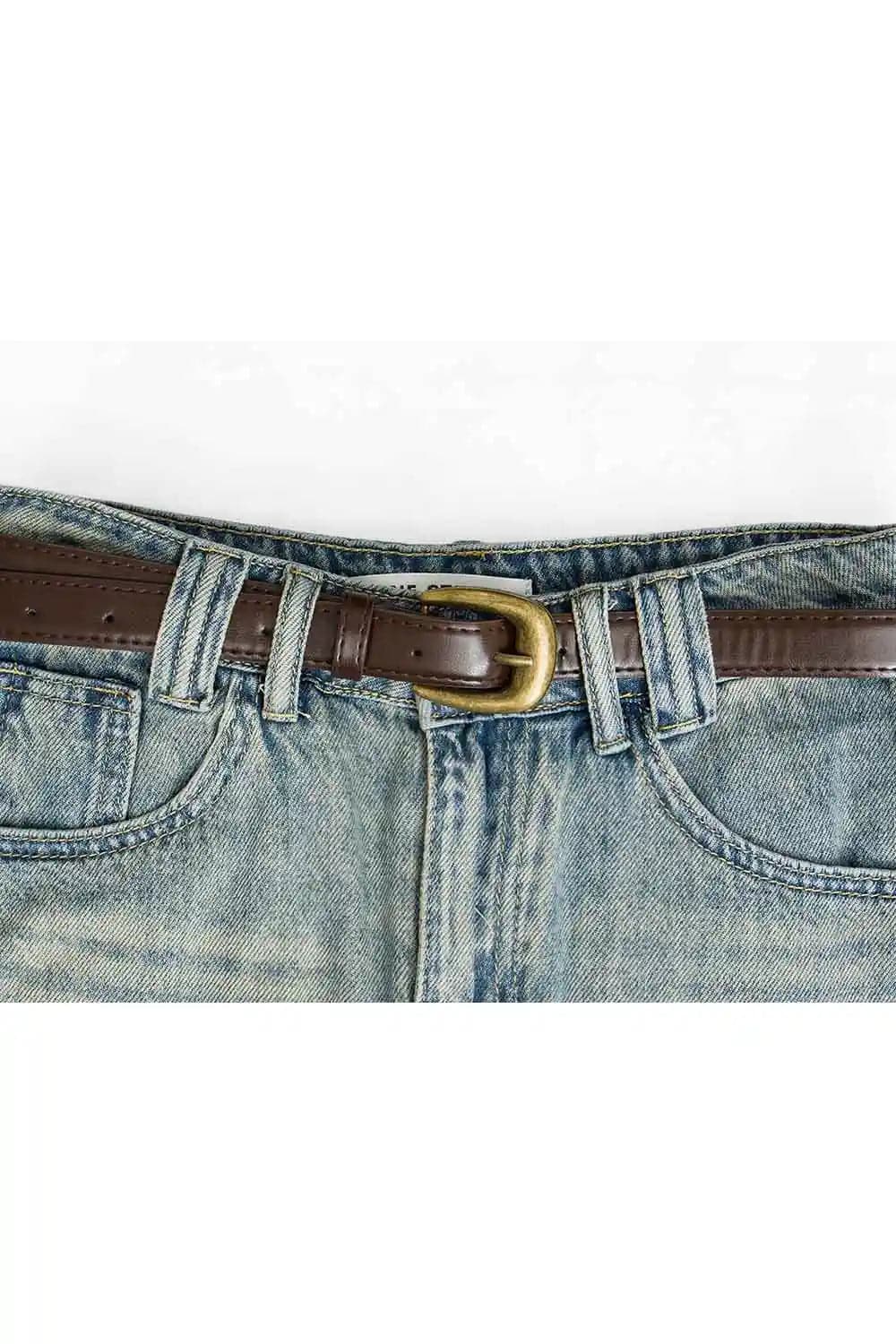 Mini-jupe en jean décontractée avec taille ceinturée