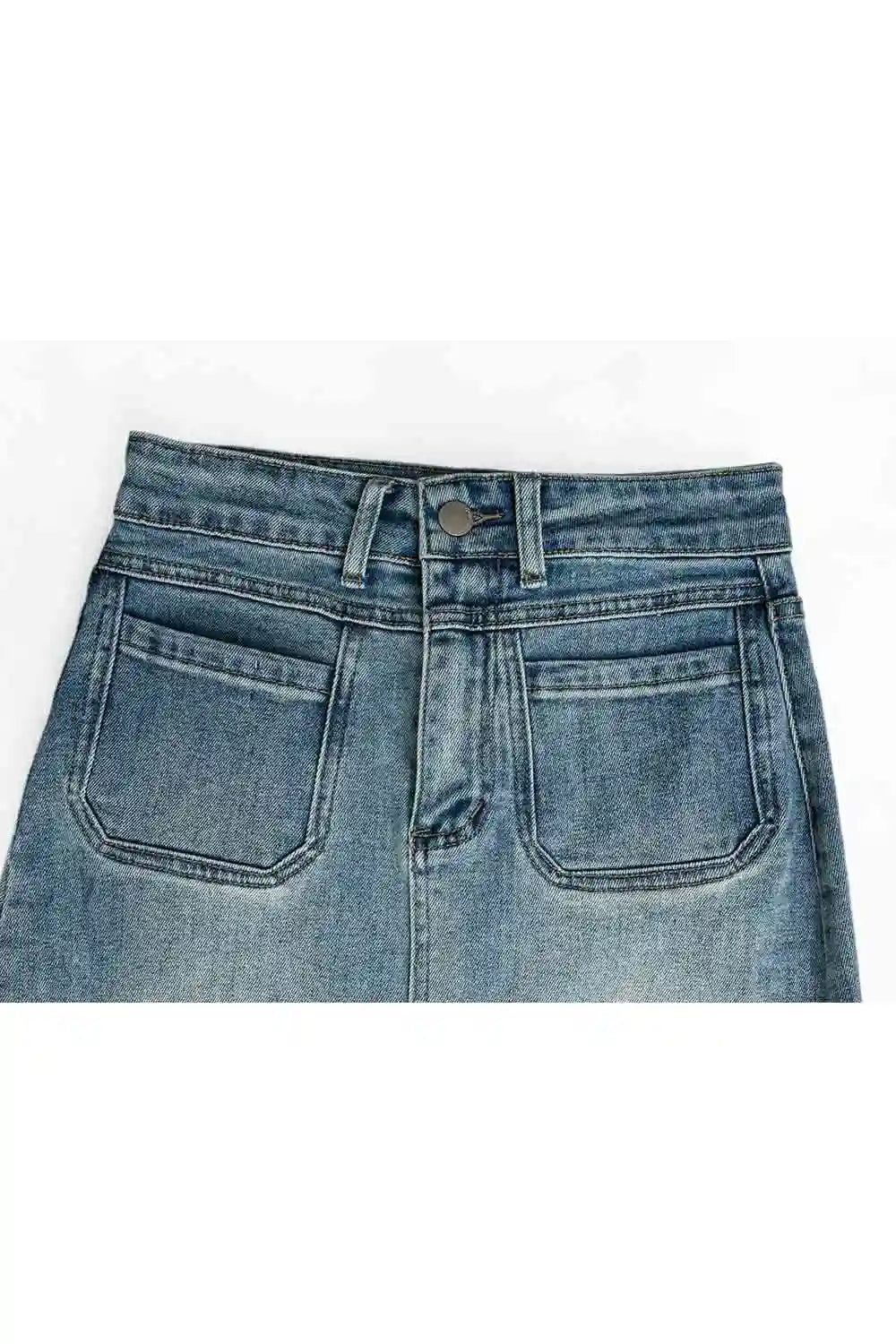 Jupe midi en jean taille haute avec design classique à cinq poches