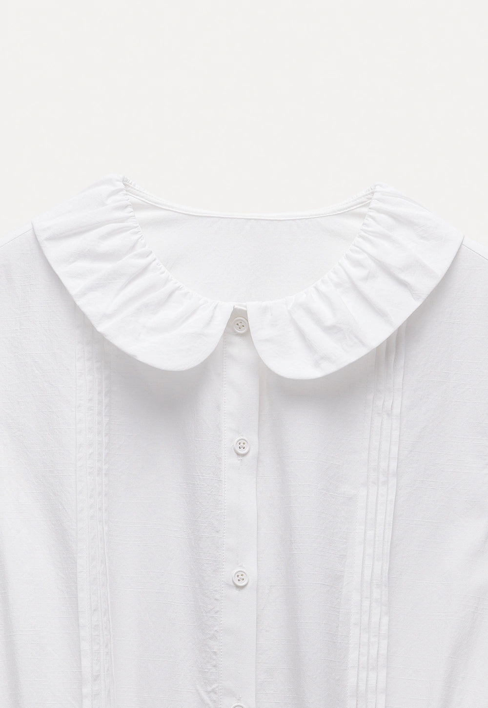 Women's White Ruffled Collar Blouse