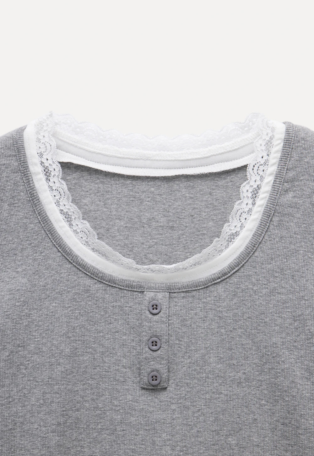 Women's Layered Lace-Trimmed Henley Tee