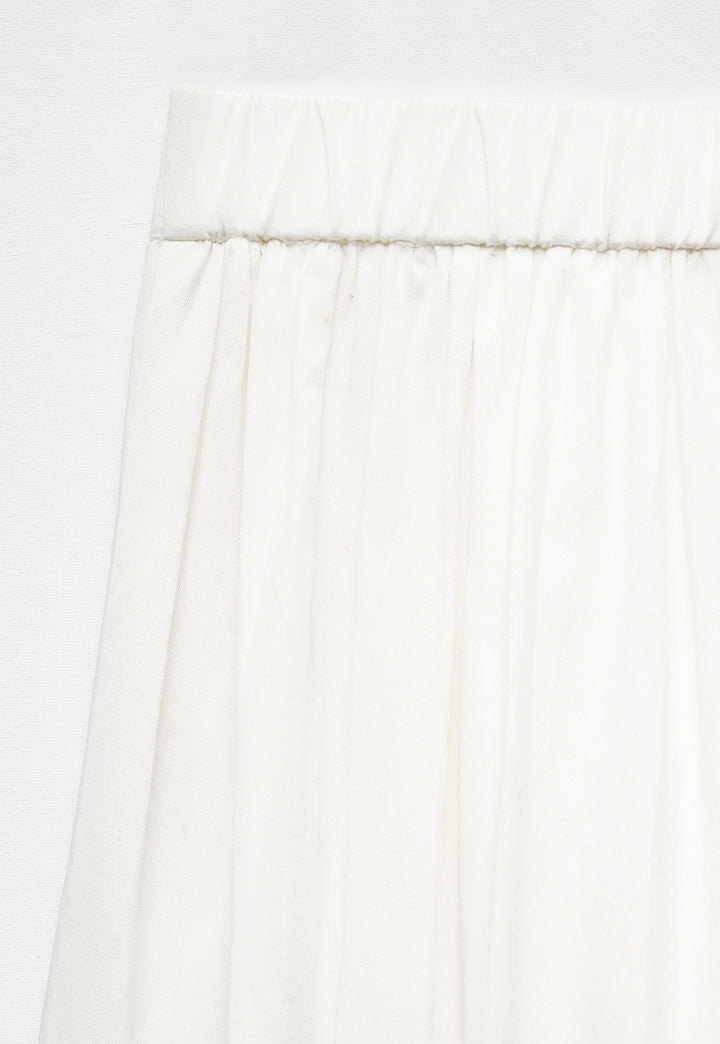 White Pleated A-Line Midi Skirt