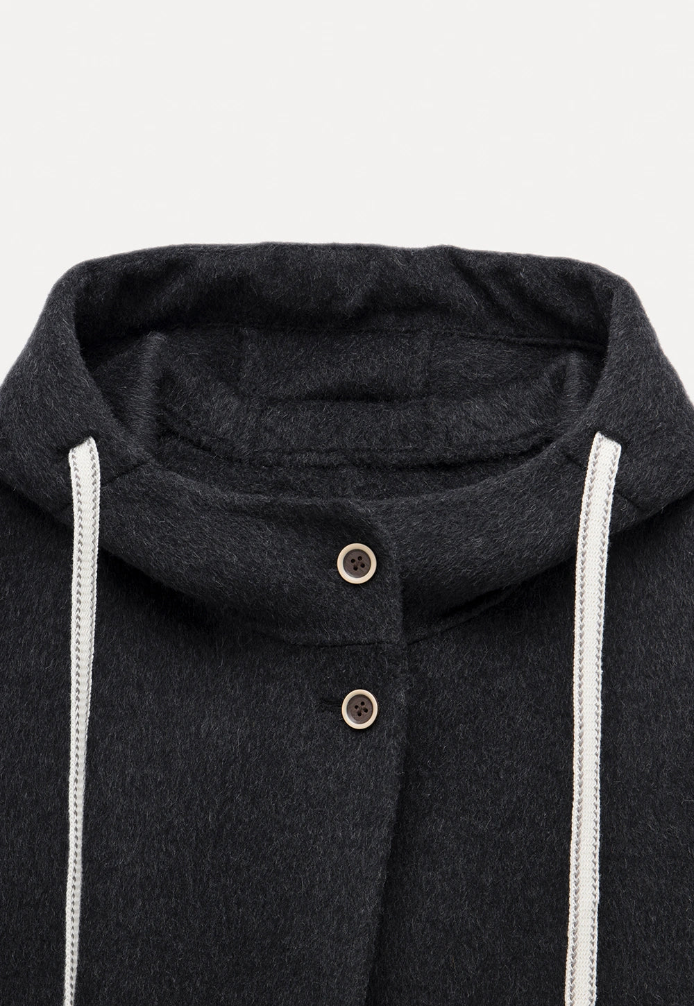 Hooded Mid-Length Wool Coat