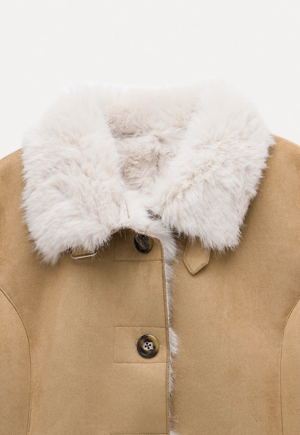 Women's Faux Suede Jacket with Faux Fur Trim