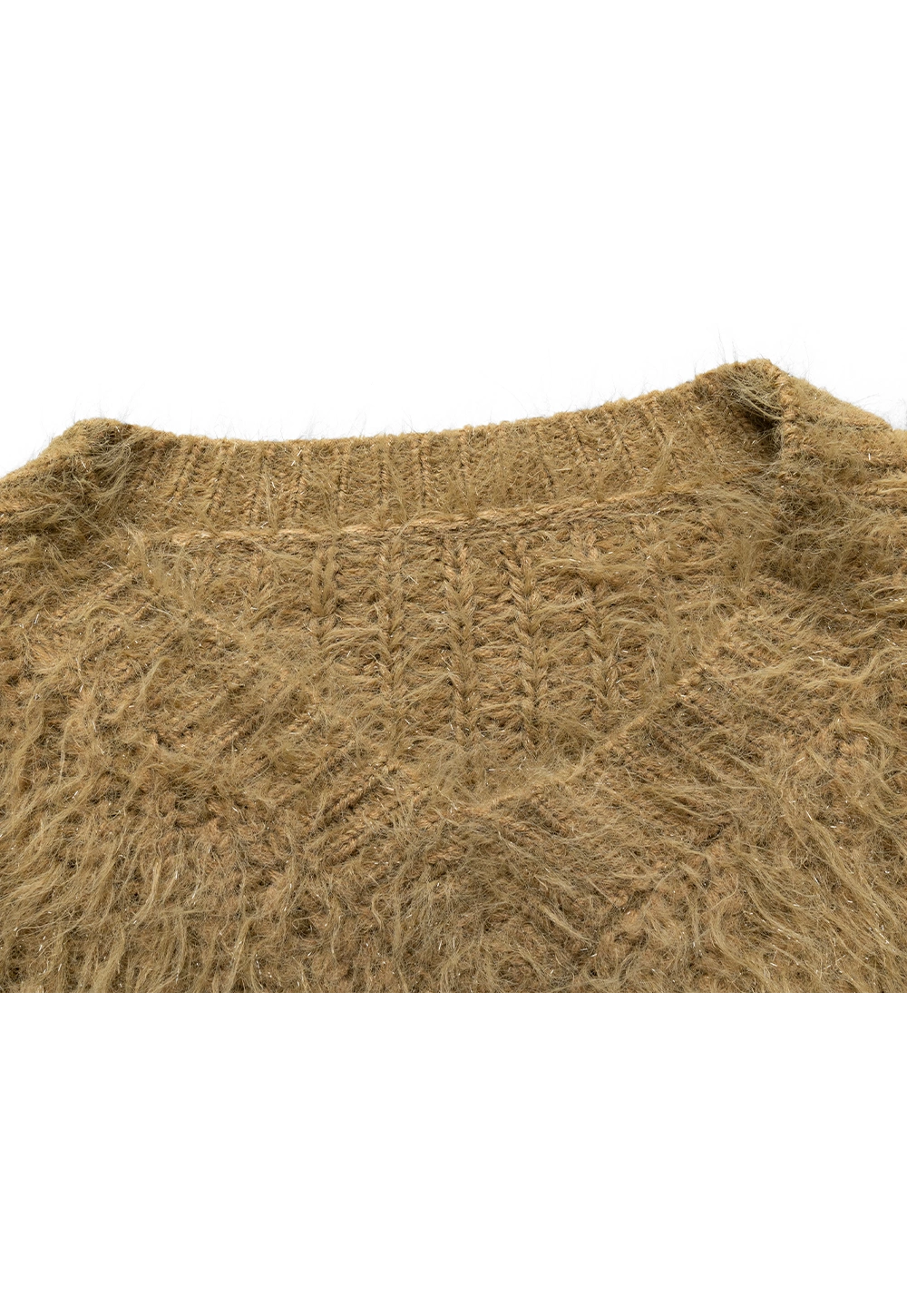 Damen-Strickpullover mit flauschigem V-Ausschnitt