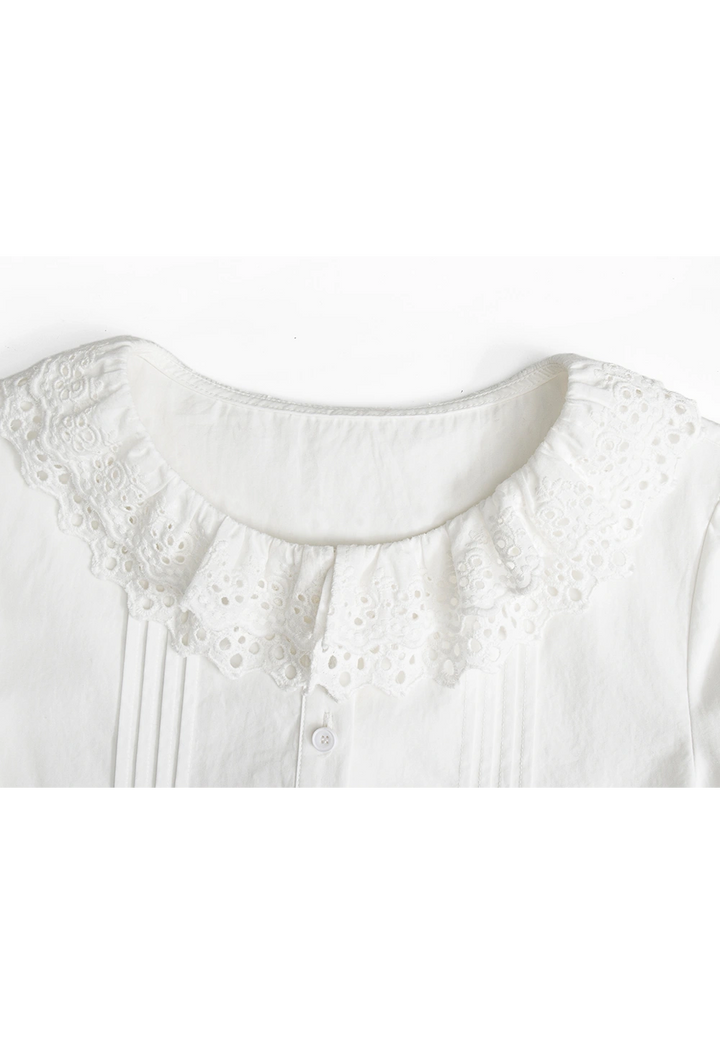 Lace Collar Button-Up Blouse