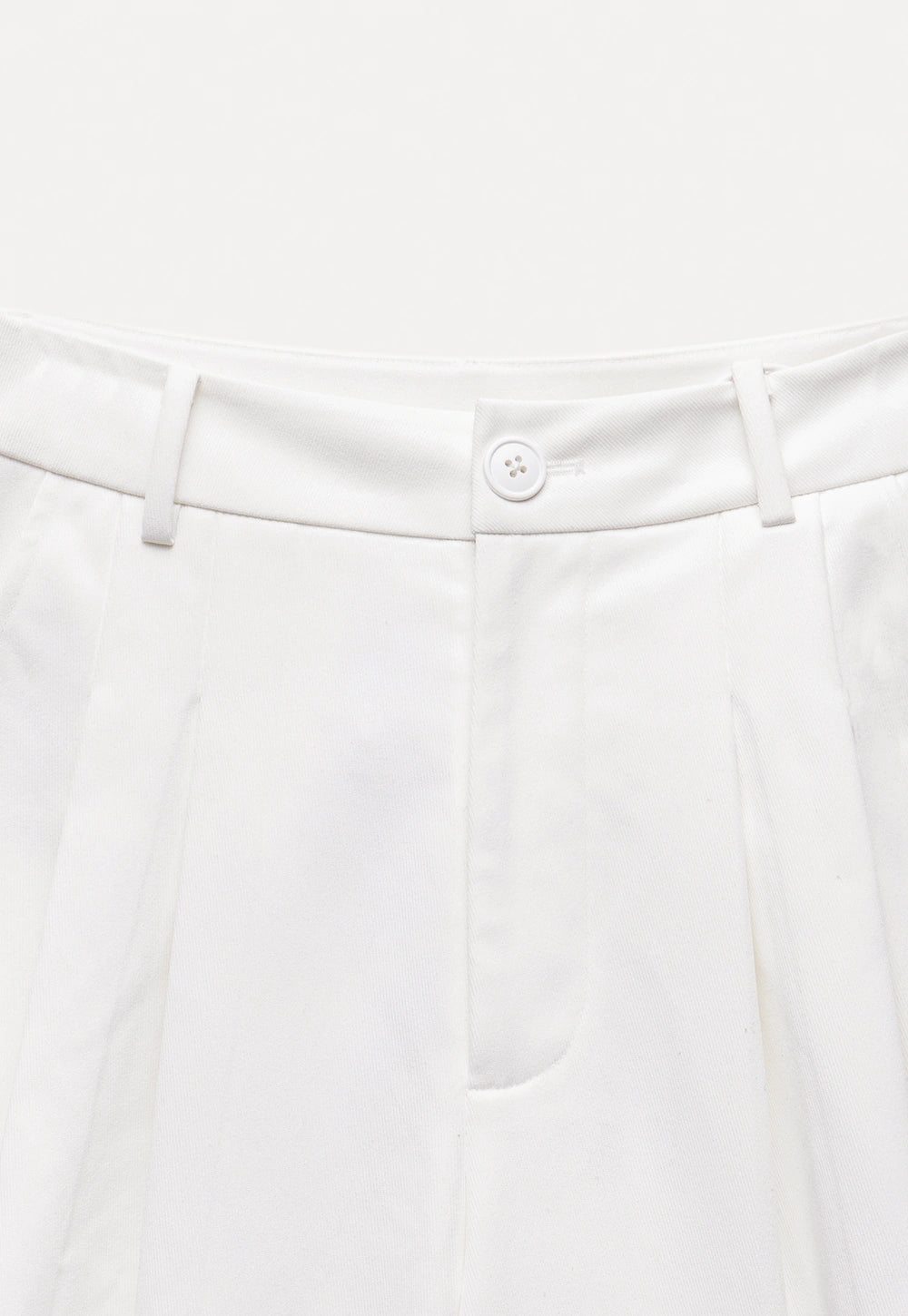 Women's White Wide-Leg Pleated Trousers