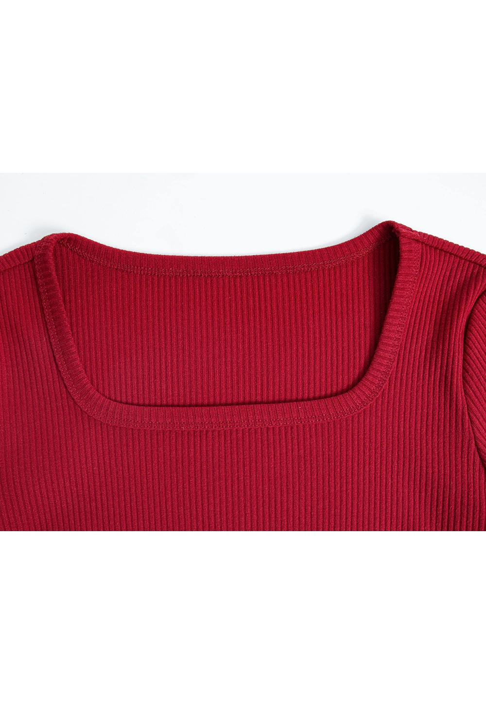 Women's Ribbed Square-Neck Long Top