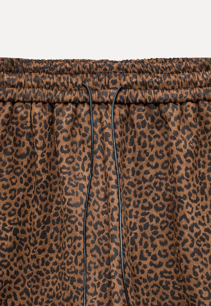 Leopard Print Drawstring Shorts