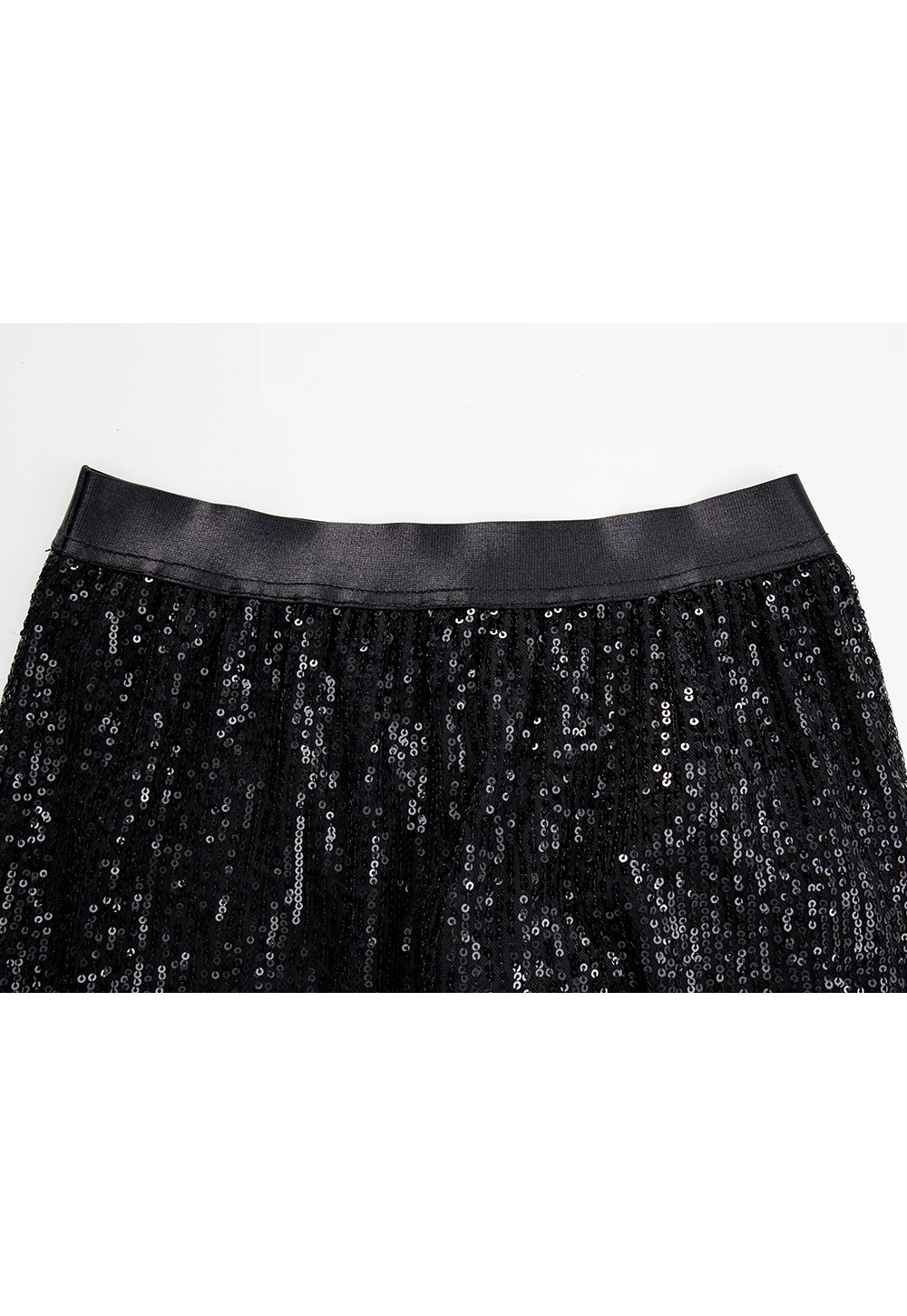 Sequin Midi Skirt with Satin Waistband