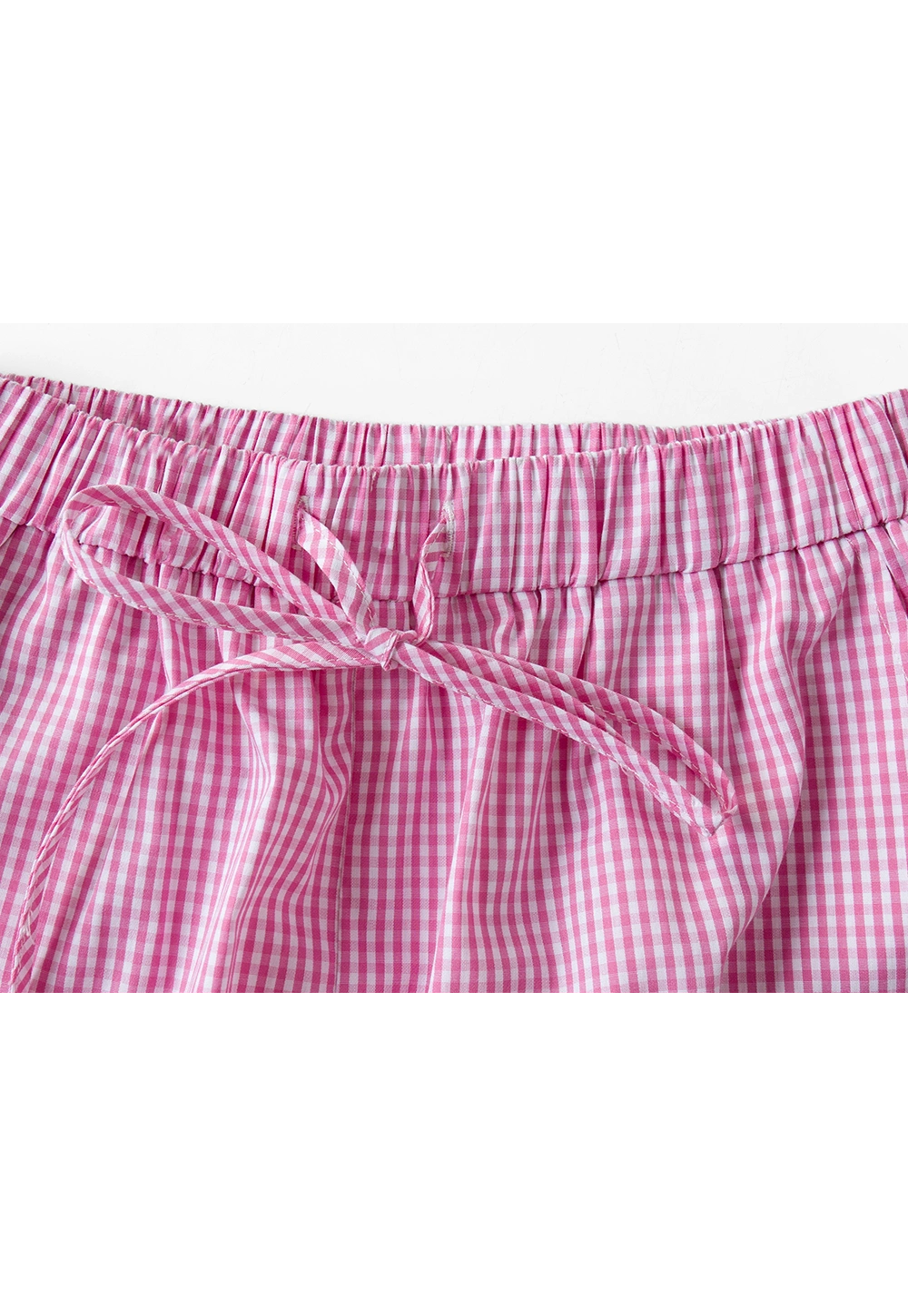 Women's Gingham Pattern Wide-Leg Pants with Contrasting Hem