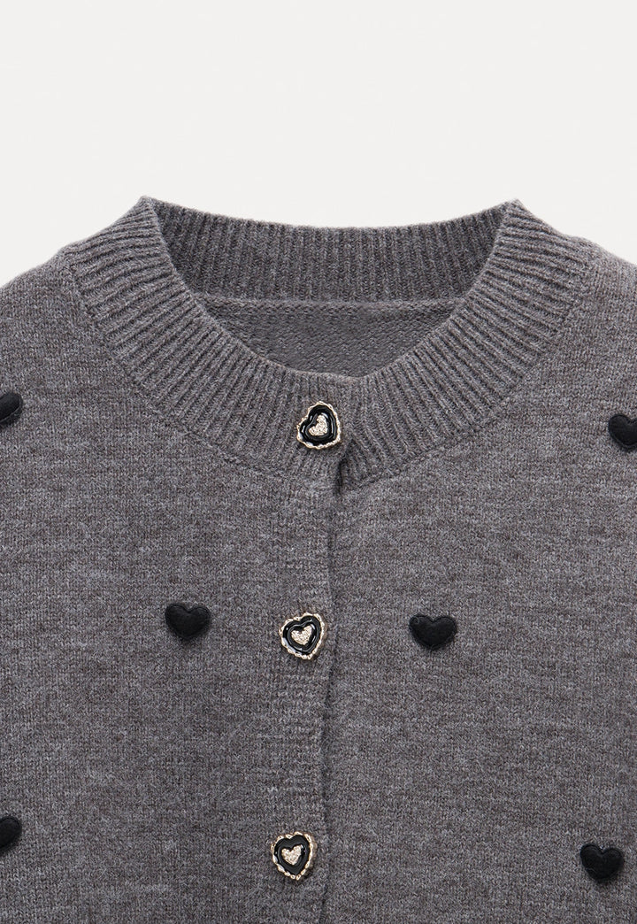 Women's Heart Embellished Knit Cardigan