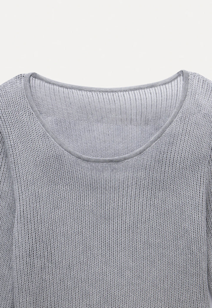 Elegant Ribbed Knit Top with Waist Tie Detail