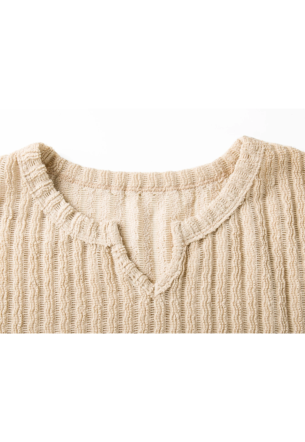 Women's Beige Knitted Top with Center Slit