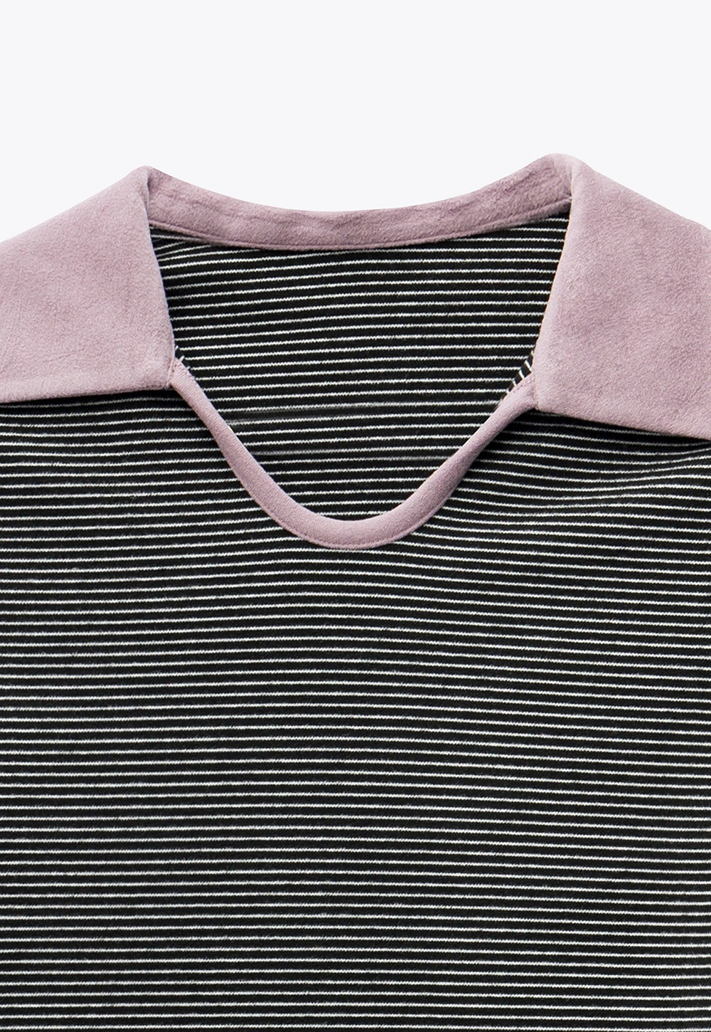 Striped Long-Sleeve Top with Collar