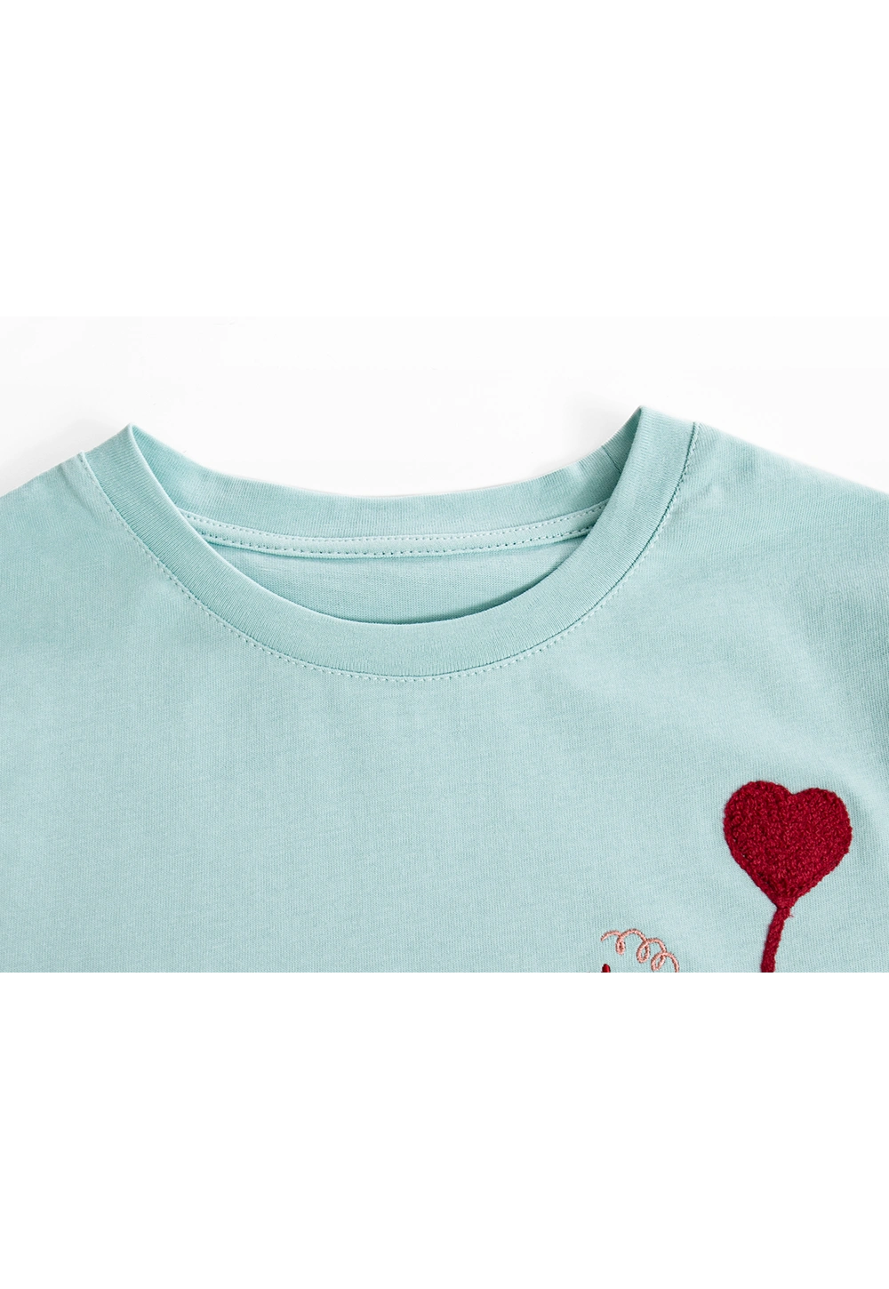 Women's Graphic Tee with Dog and Heart Balloon Design