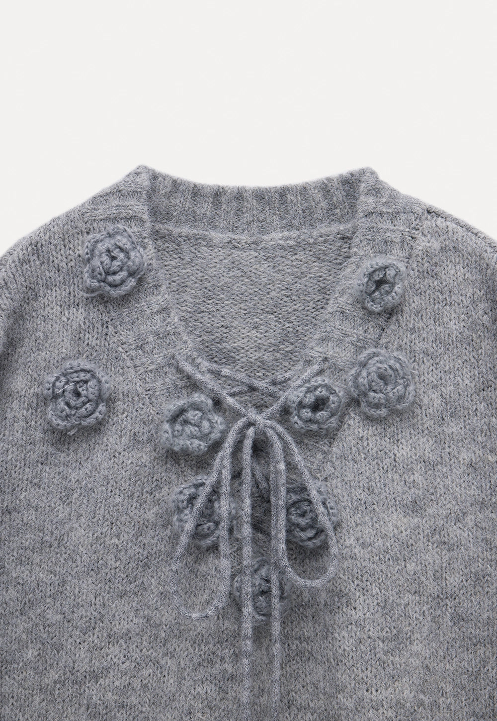 Women’s Floral Lace-up V-Neck Sweater