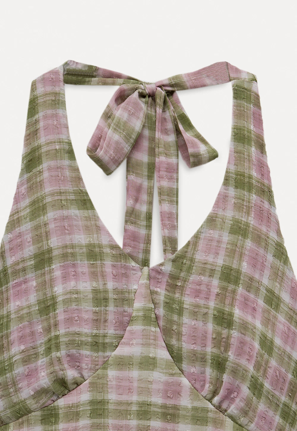 Plaid Halter Neck Dress with Tie Detail