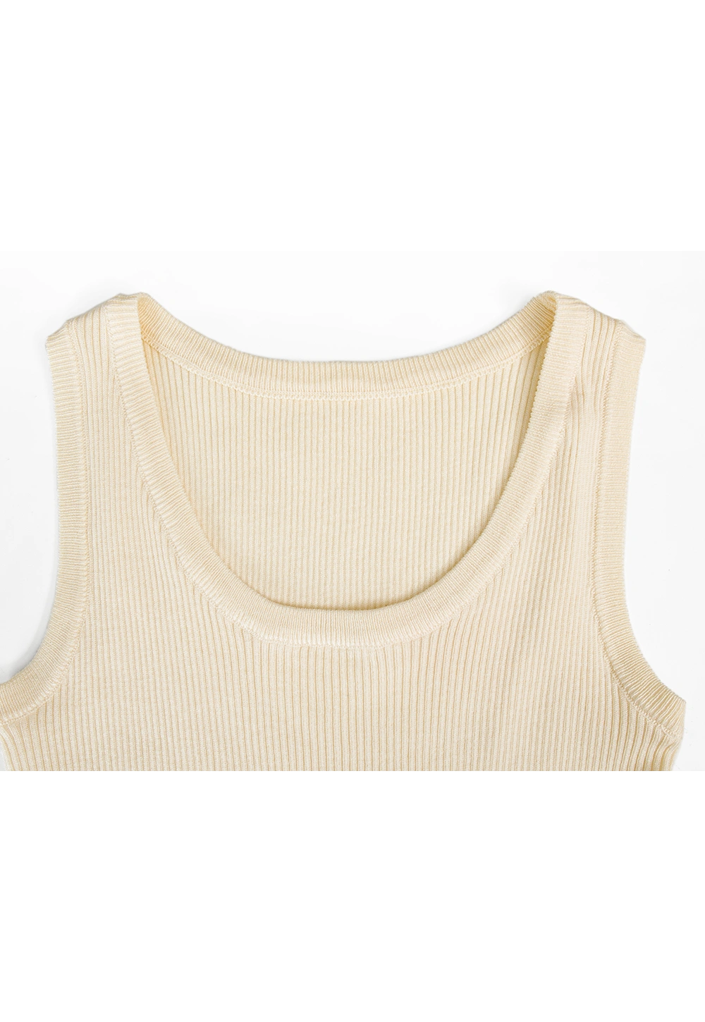 Women's Ribbed Knit Sleeveless U-Neck Tank Top